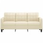 Sofá de 3 plazas de cuero sintético color crema 180 cm de vidaXL, Sofás - Ref: Foro24-359123, Precio: 234,52 €, Descuento: %