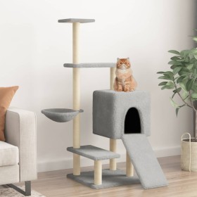 Rascador para gatos con postes de sisal gris claro 130,5 cm de vidaXL, Mobiliario para gatos - Ref: Foro24-172041, Precio: 45...