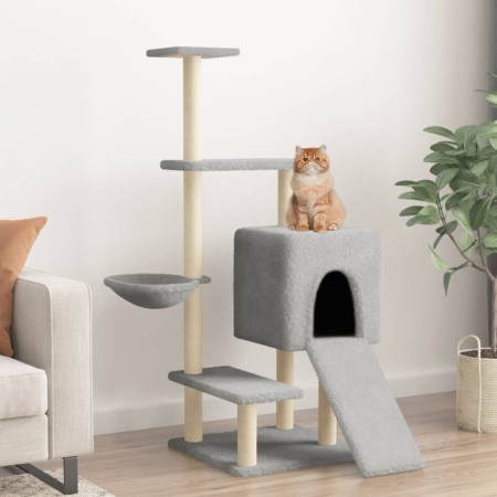 Rascador para gatos con postes de sisal gris claro 130,5 cm de vidaXL, Mobiliario para gatos - Ref: Foro24-172041, Precio: 45...