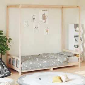 Solid pine wood bed frame for children 90x200 cm by vidaXL, Cribs and beds for children - Ref: Foro24-834522, Price: 103,95 €...
