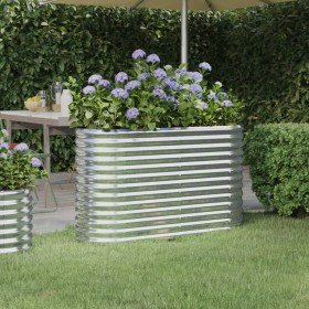 Jardinera arriate acero galvanizado plata 114x40x68 cm en Macetas y jardineras | Comprar online en Foru.es