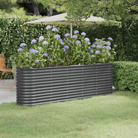 Jardinera arriate acero galvanizado antracita 224x40x68 cm en Macetas y jardineras | Comprar online en Foru.es