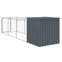 Caseta perros con corral acero galvanizado gris 110x405x110 cm en Casetas para perros | Comprar online en Foru.es