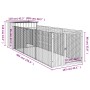 Caseta perros con corral acero galvanizado gris 110x405x110 cm en Casetas para perros | Comprar online en Foru.es