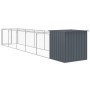 Caseta perros con corral acero galvanizado gris 110x609x110 cm en Casetas para perros | Comprar online en Foru.es