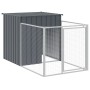 Caseta perros con corral acero galvanizado gris 110x813x110 cm en Casetas para perros | Comprar online en Foru.es