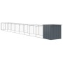 Caseta perros con corral acero galvanizado gris 110x1017x110 cm en Casetas para perros | Comprar online en Foru.es