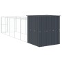 Caseta perros con corral acero galvanizado gris 165x659x181 cm en Casetas para perros | Comprar online en Foru.es