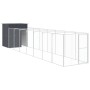 Caseta perros con corral acero galvanizado gris 165x863x181 cm en Casetas para perros | Comprar online en Foru.es