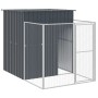 Caseta perros con corral acero galvanizado gris 165x863x181 cm en Casetas para perros | Comprar online en Foru.es