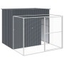 Caseta perros con corral acero galvanizado gris 214x253x181 cm en Casetas para perros | Comprar online en Foru.es