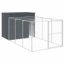 Caseta perros con corral acero galvanizado gris 214x457x181 cm en Casetas para perros | Comprar online en Foru.es