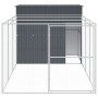 Caseta perros con corral acero galvanizado gris 214x457x181 cm en Casetas para perros | Comprar online en Foru.es