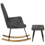 Mecedora con taburete reposapiés lona negro vintage de vidaXL, Mecedoras - Ref: Foro24-339702, Precio: 127,62 €, Descuento: %