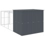 Caseta perros con corral acero galvanizado gris 214x457x181 cm en Casetas para perros | Comprar online en Foru.es