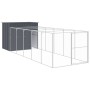 Caseta perros con corral acero galvanizado gris 214x661x181 cm en Casetas para perros | Comprar online en Foru.es