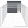 Caseta perros con corral acero galvanizado gris 214x865x181 cm en Casetas para perros | Comprar online en Foru.es