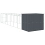 Caseta perros con corral acero galvanizado gris 214x865x181 cm en Casetas para perros | Comprar online en Foru.es