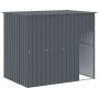 Caseta perros con corral acero galvanizado gris 214x865x181 cm en Casetas para perros | Comprar online en Foru.es