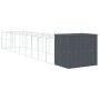 Caseta perros con corral acero galvanizado gris 214x1069x181 cm en Casetas para perros | Comprar online en Foru.es