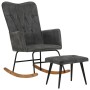 Mecedora con taburete reposapiés lona negro vintage de vidaXL, Mecedoras - Ref: Foro24-339702, Precio: 127,62 €, Descuento: %