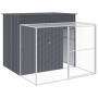 Caseta perros con corral acero galvanizado gris 214x253x181 cm en Casetas para perros | Comprar online en Foru.es