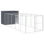 Caseta perros con corral acero galvanizado gris 214x661x181 cm en Casetas para perros | Comprar online en Foru.es
