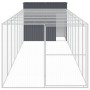 Caseta perros con corral acero galvanizado gris 214x865x181 cm en Casetas para perros | Comprar online en Foru.es