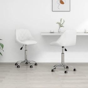 Sillas de comedor giratorias 2 unidades cuero sintético blanco de vidaXL, Sillas de comedor - Ref: Foro24-335199, Precio: 135...