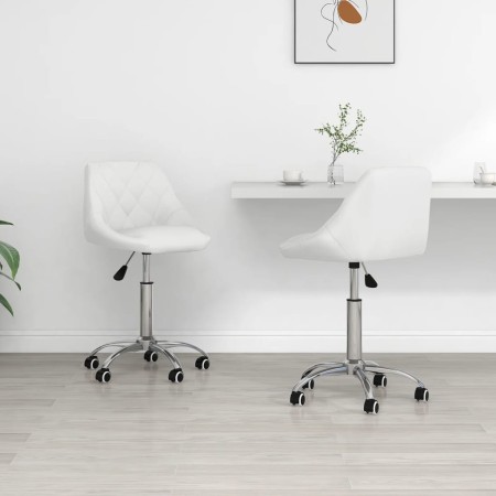 Sillas de comedor giratorias 2 unidades cuero sintético blanco de vidaXL, Sillas de comedor - Ref: Foro24-335199, Precio: 135...