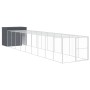 Caseta perros con corral acero galvanizado gris 214x1069x181 cm en Casetas para perros | Comprar online en Foru.es