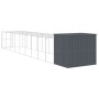 Caseta perros con corral acero galvanizado gris 214x1069x181 cm en Casetas para perros | Comprar online en Foru.es
