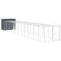 Caseta perros con corral acero galvanizado gris 214x1273x181 cm en Casetas para perros | Comprar online en Foru.es