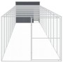 Caseta perros con corral acero galvanizado gris 214x1273x181 cm en Casetas para perros | Comprar online en Foru.es