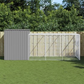 Caseta perros corral acero galvanizado gris claro 214x457x181cm en Casetas para perros | Comprar online en Foru.es