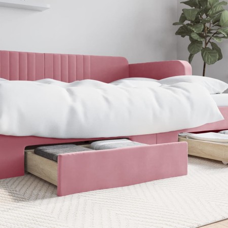 Cajones de cama 2 uds madera de ingeniería y terciopelo rosa de vidaXL, Camas y accesorios - Ref: Foro24-833919, Precio: 45,7...