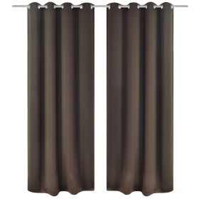 2 cortinas marrones oscuras con anillas blackout 135x245cm de vidaXL, Cortinas y visillos - Ref: Foro24-130371, Precio: 44,19...