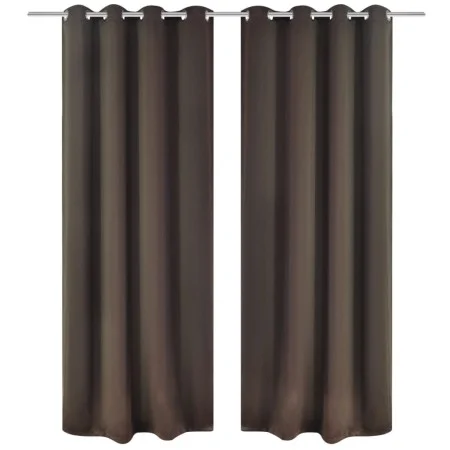 2 dark brown curtains with blackout rings 135x245cm by vidaXL, Curtains and curtains - Ref: Foro24-130371, Price: 43,45 €, Di...