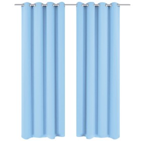 Cortinas opacas 2 piezas con ojales de metal 135x245cm turquesa de vidaXL, Cortinas y visillos - Ref: Foro24-132208, Precio: ...