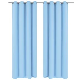 Cortinas opacas 2 piezas con ojales de metal 135x245cm turquesa de vidaXL, Cortinas y visillos - Ref: Foro24-132208, Precio: ...
