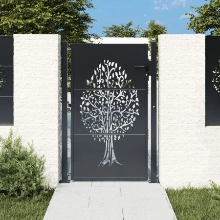 Anthracite gray steel garden gate tree design 105x155 cm by vidaXL, garden gates - Ref: Foro24-153157, Price: 285,05 €, Disco...