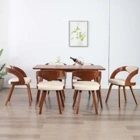 Sillas de comedor 6 uds madera curvada y cuero sintético crema de vidaXL, Sillas de comedor - Ref: Foro24-278841, Precio: 910...