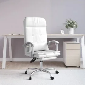 Silla de oficina reclinable masaje cuero sintético blanco de vidaXL, Sillas de oficina - Ref: Foro24-349712, Precio: 117,42 €...