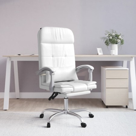 Silla de oficina reclinable masaje cuero sintético blanco de vidaXL, Sillas de oficina - Ref: Foro24-349712, Precio: 124,85 €...