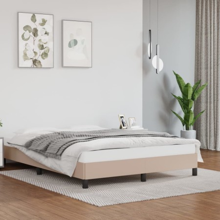 Estructura de cama cuero sintético color capuchino 140x190 cm de vidaXL, Camas y somieres - Ref: Foro24-346903, Precio: 102,9...