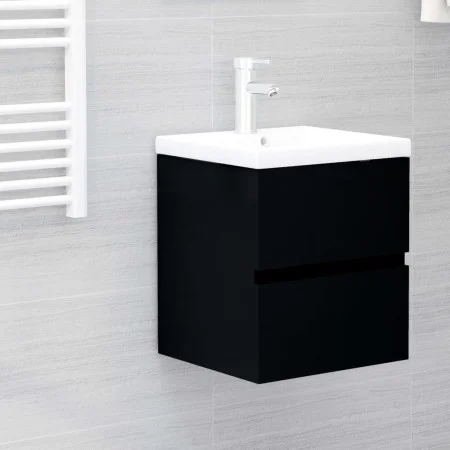 Mueble con lavabo negro madera contrachapada de vidaXL, Tocadores de baño - Ref: Foro24-3071622, Precio: 165,02 €, Descuento: %