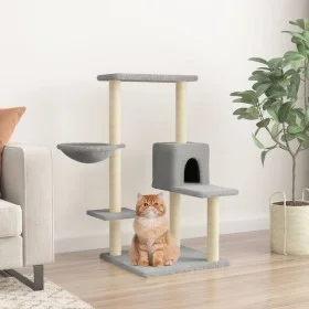 Rascador para gatos con postes de sisal gris claro 95 cm de vidaXL, Mobiliario para gatos - Ref: Foro24-172074, Precio: 41,12...