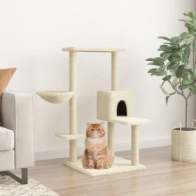 Rascador para gatos con postes de sisal color crema 95 cm de vidaXL, Mobiliario para gatos - Ref: Foro24-172073, Precio: 44,3...