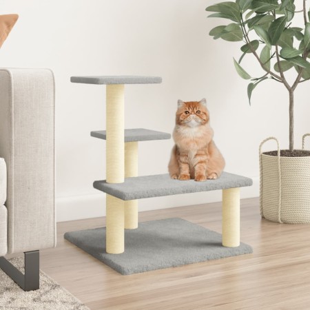 Rascador para gatos con postes de sisal gris claro 61 cm de vidaXL, Mobiliario para gatos - Ref: Foro24-172086, Precio: 45,77...