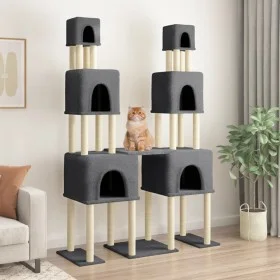 Rascador para gatos con postes de sisal gris oscuro 199 cm de vidaXL, Mobiliario para gatos - Ref: Foro24-172081, Precio: 77,...